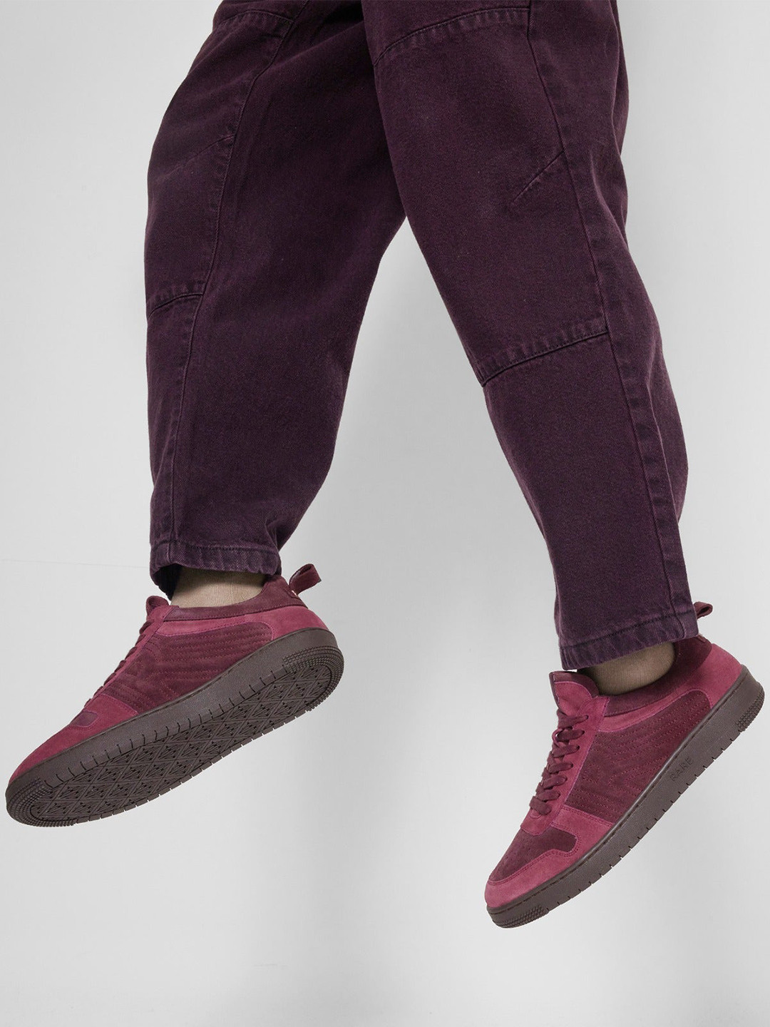 RARE RABBIT Men SENAB  PURPLE Round Toe Leather Sneakers