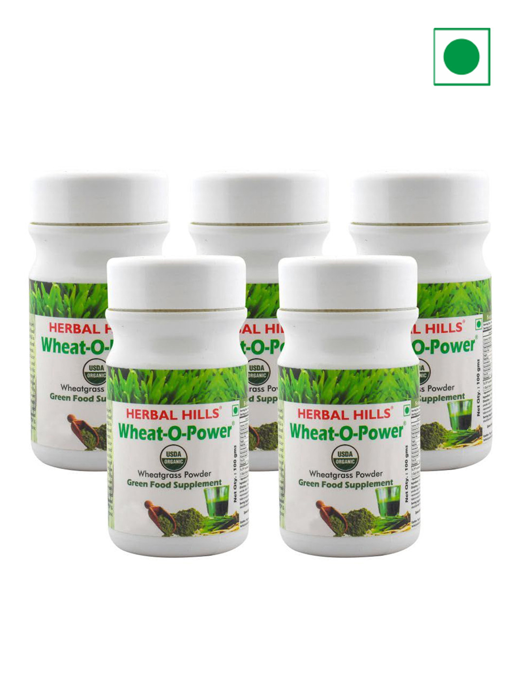 Herbal Hills Wheatgrass Powder (100 Gram Pack of 5)