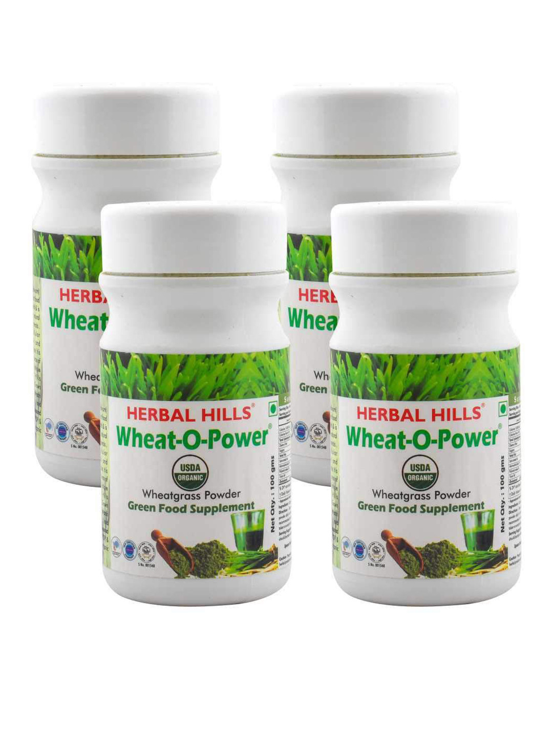 Herbal Hills Wheatgrass Power, 100g (Pack of 4) - Blood purification & Detox