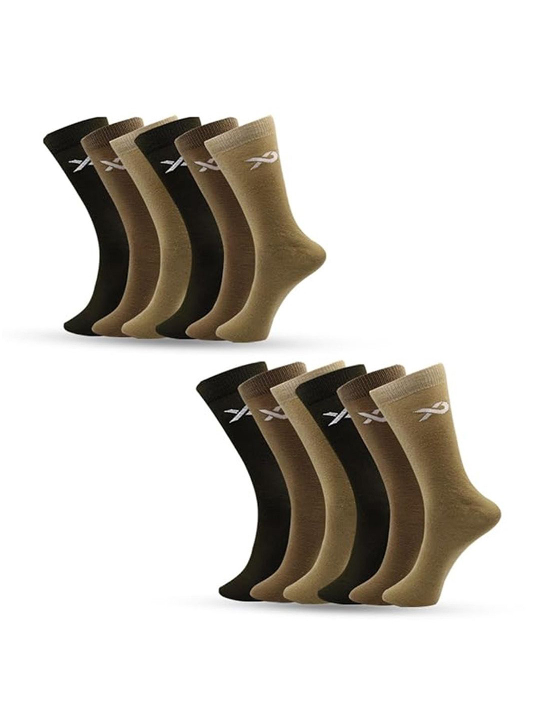 Xjarvis Men Pack Of 12 Soft & Odour-Free Breathable Calf-Length Socks