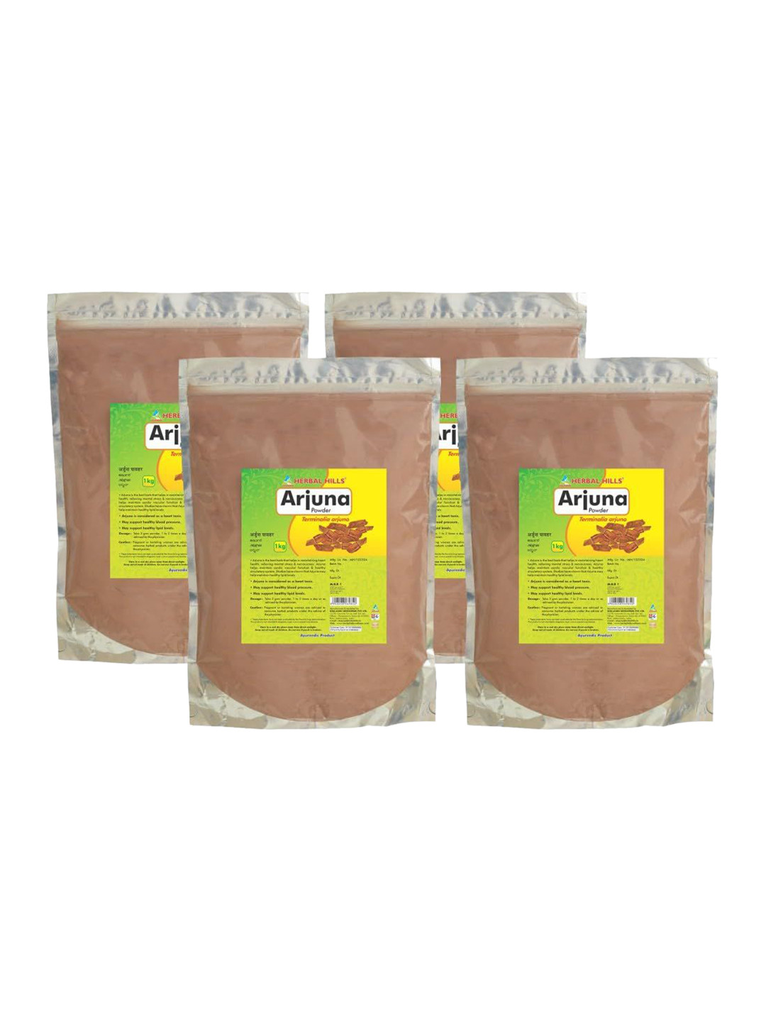 Herbal Hills Arjuna Powder Arjun Chaal Powder Natural And Pure Terminalia - 1 Kg (Pack Of 4)