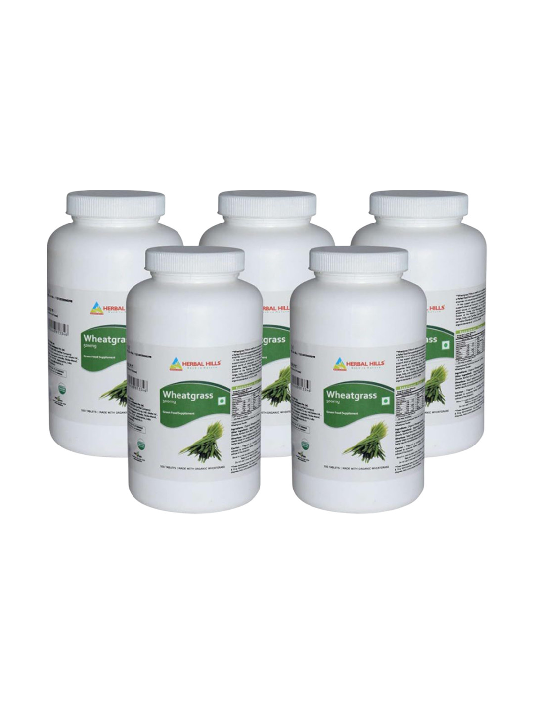 Herbal Hills Wheatgrass Tablets (500 Count Pack of 5)