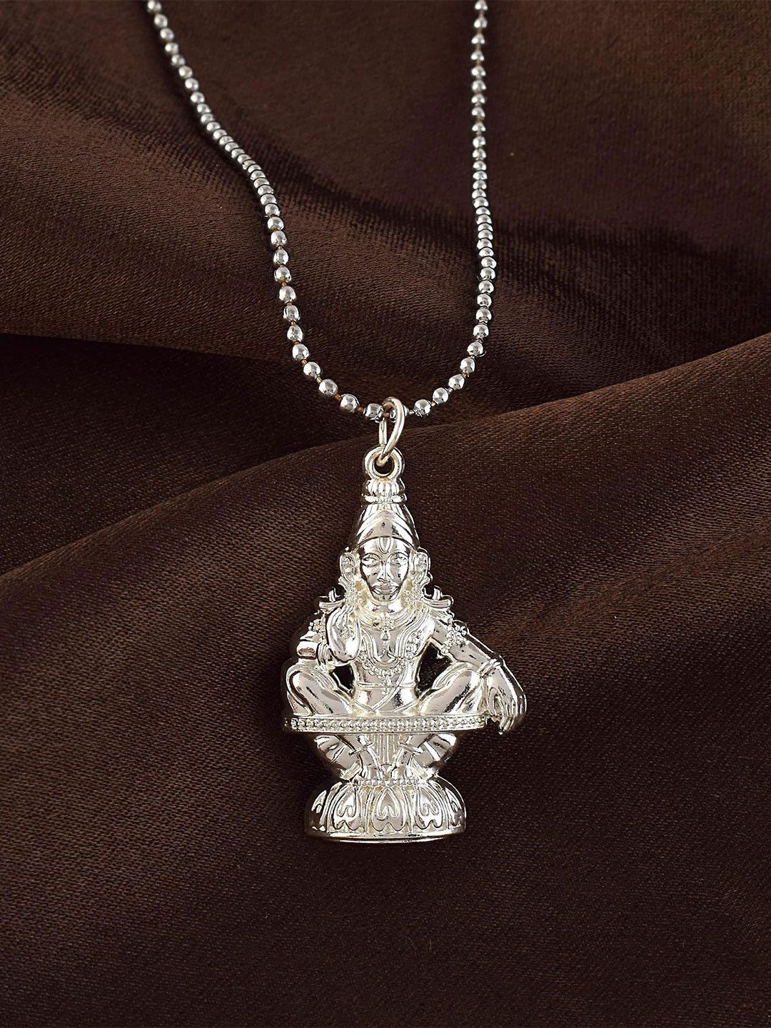MEMOIR Silver-Plated Lord Ayyapa Pendant With Chain