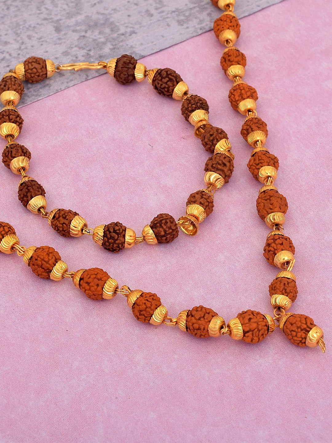 MEMOIR Gold Plated Rudraksh Beads Jewellery Set