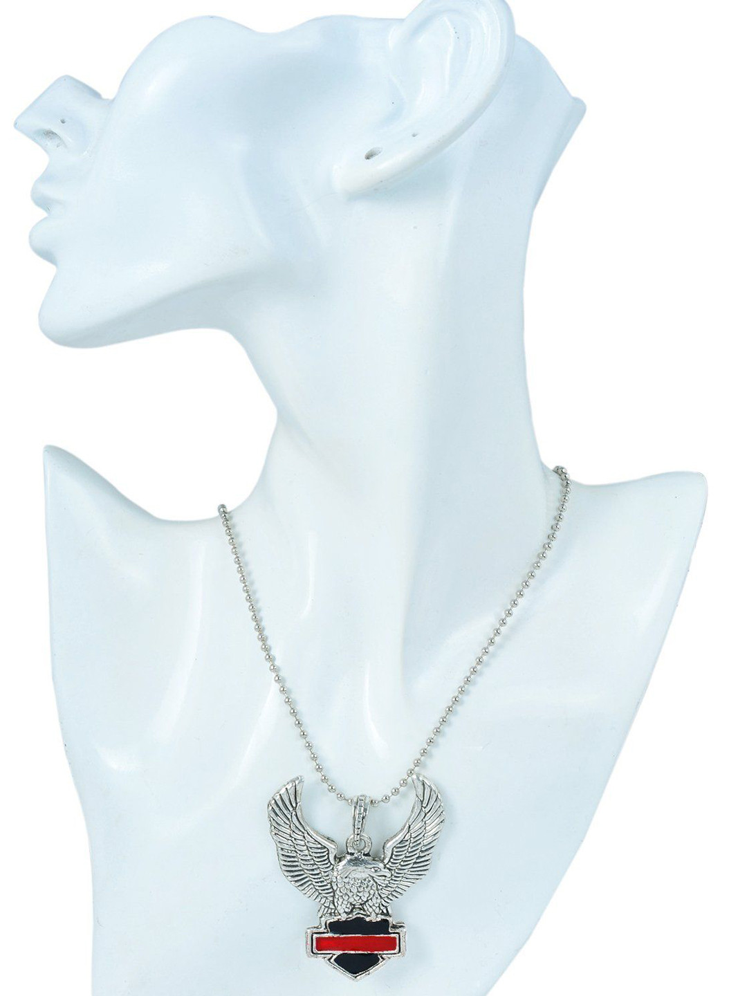 MEMOIR Eagle Oxidised Enamelled Pendant With Chain