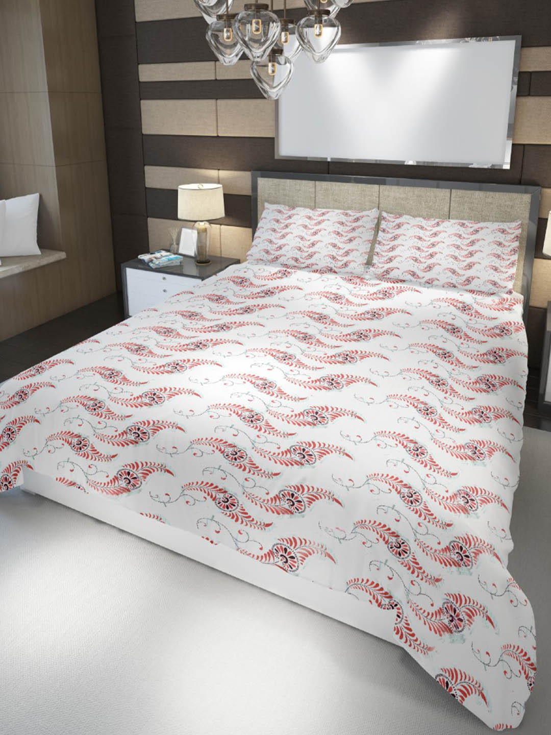 HOME PLUS STUDIOS Raymond Pink Ethnic Motifs Cotton 160 TC King Bedsheet with 2 Pillow Covers-59 x 87 inches