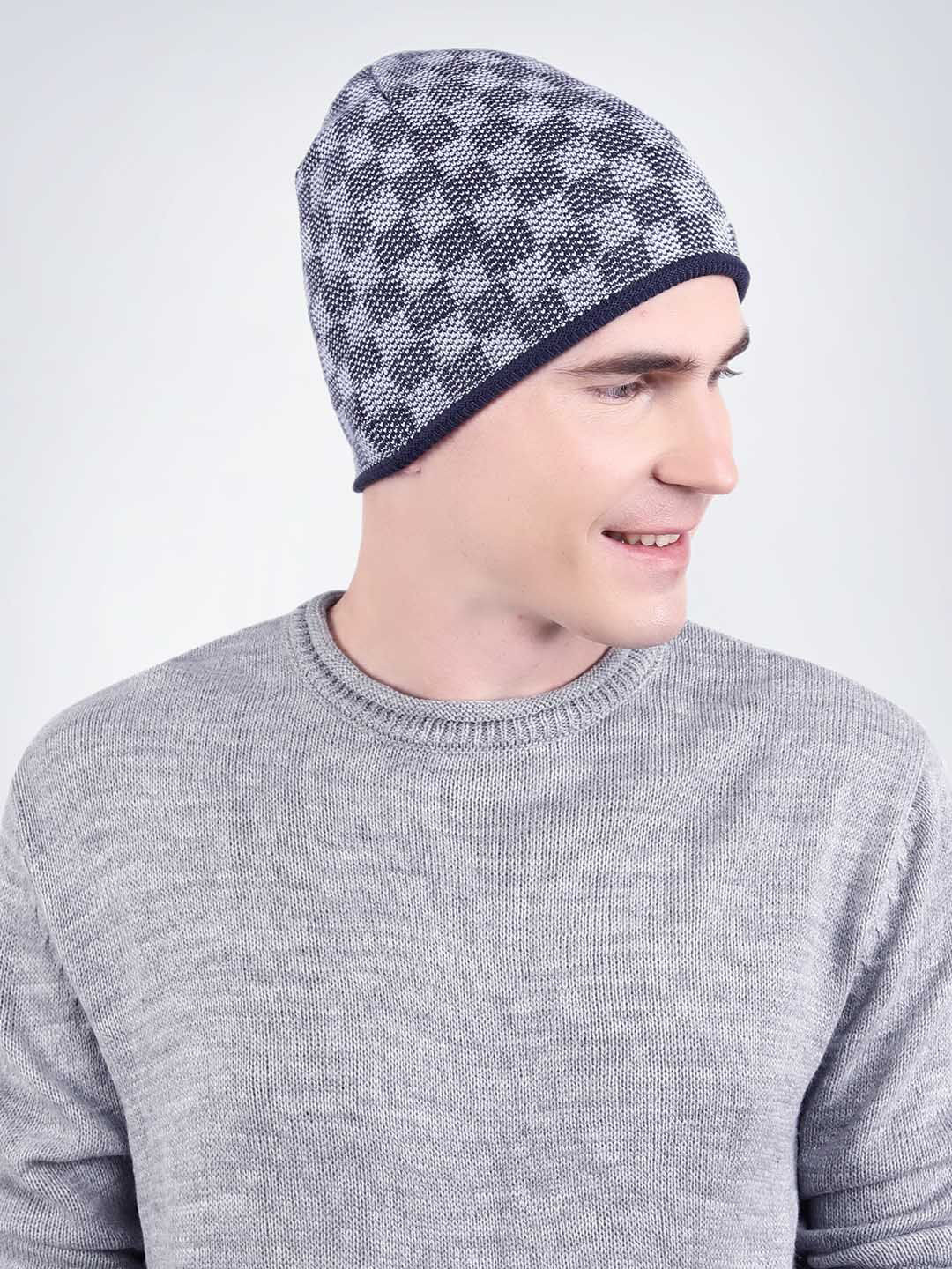 Bharatasya Men Checkered  Beanie