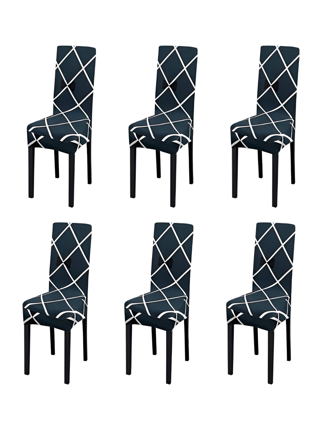 KriShyam Green & White 6 Pieces Printed Chair Covers