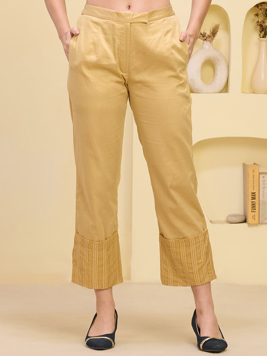 First Resort by Ramola Bachchan Women Folded Hem Straight Palazzos