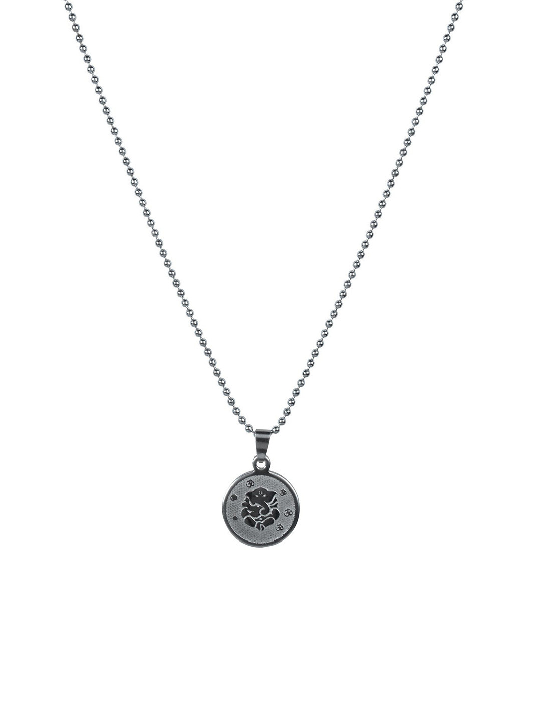 MEMOIR Unisex Brass-Plated Circular Lord Ganesha Pendant With Chain
