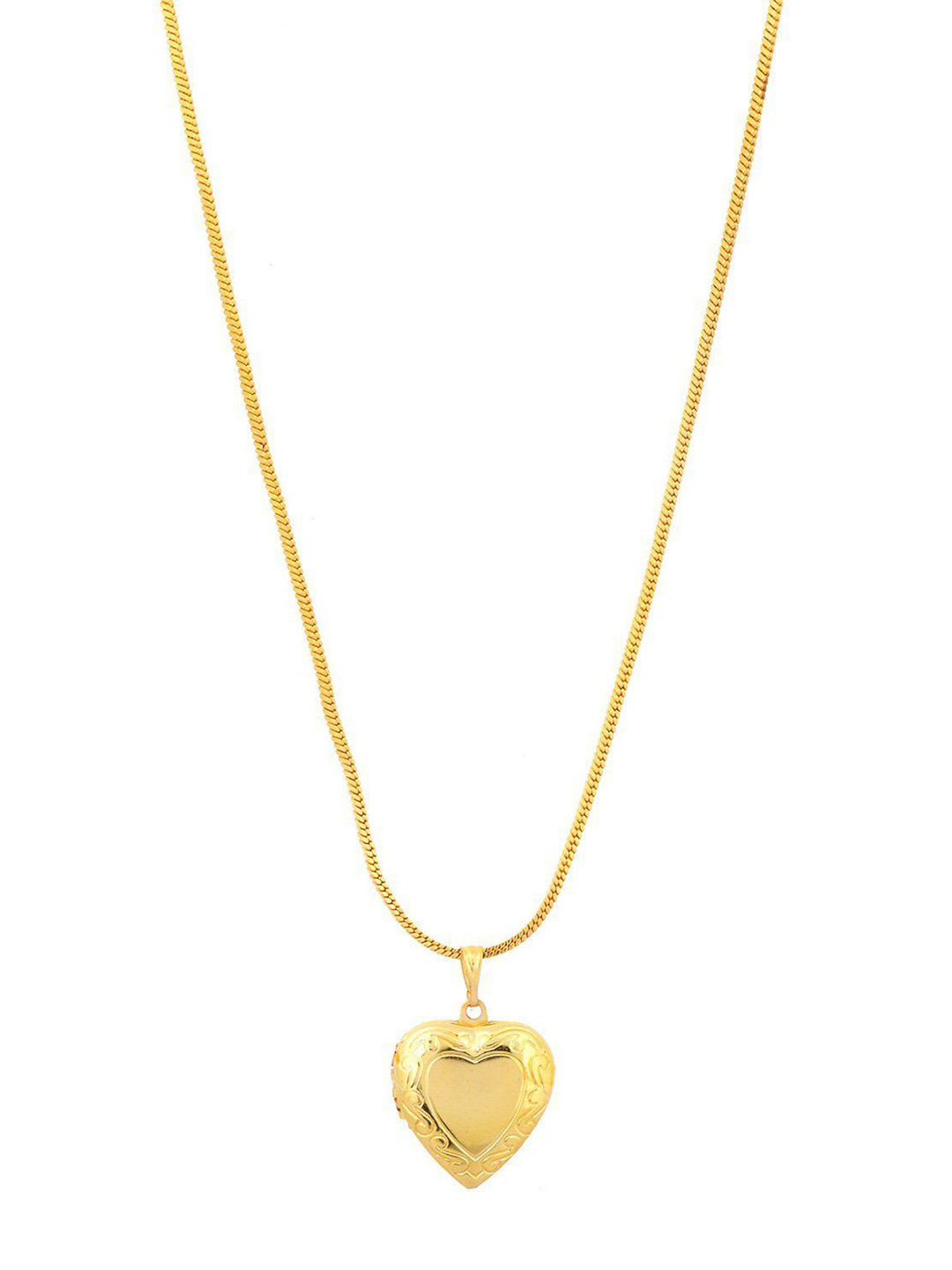 MEMOIR Unisex Gold-Plated Heart Shape Locket Pendant With Chain