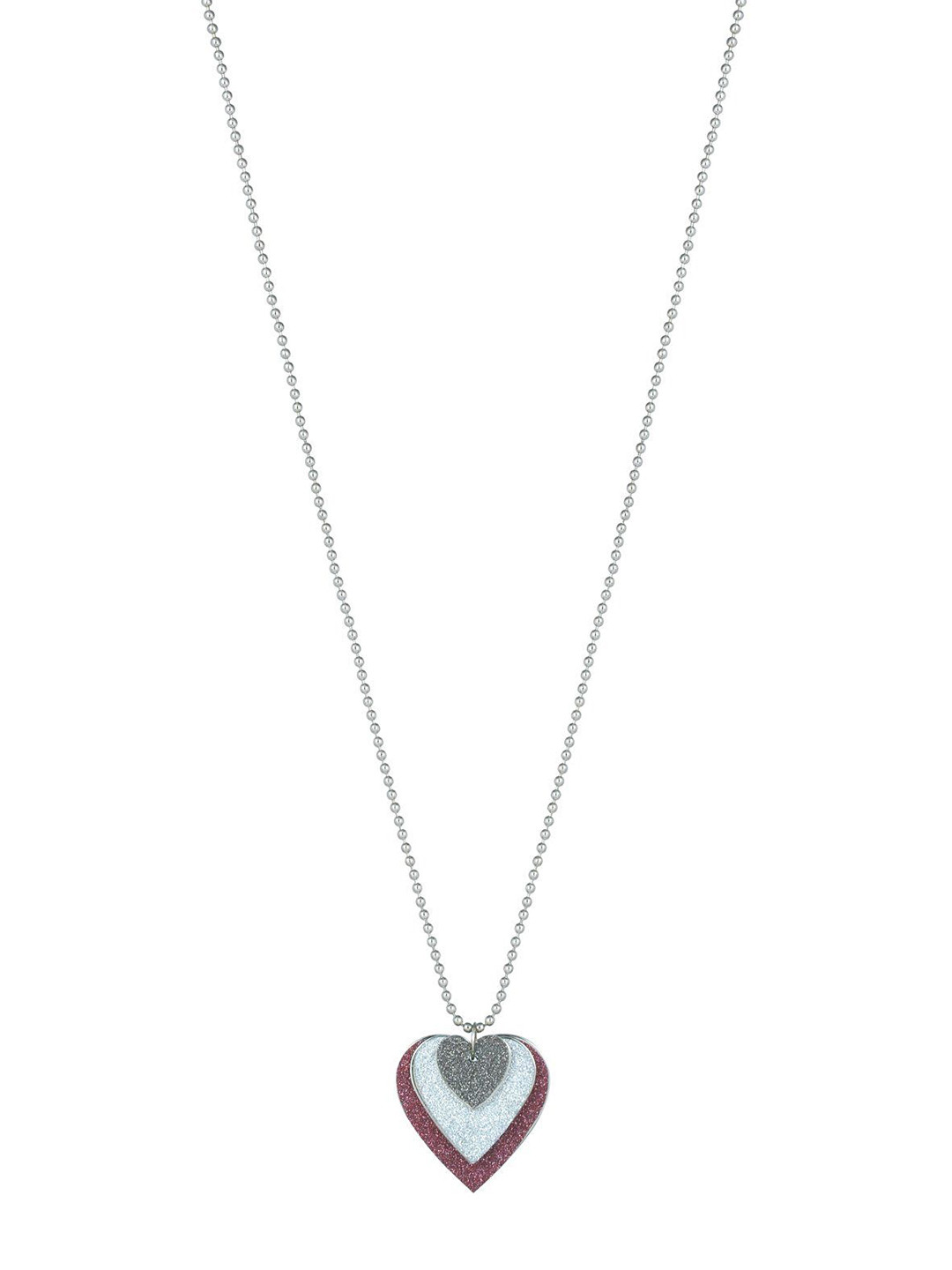 MEMOIR Unisex Silver-Plated 3 Piece Heart Shape Pendant With Chain