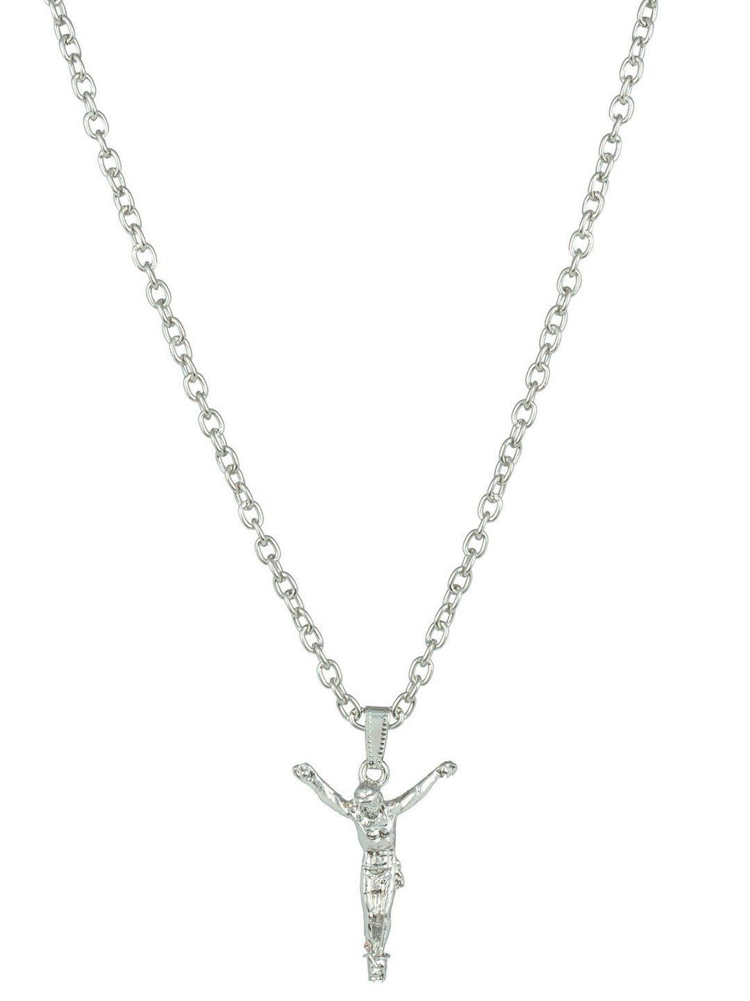 MEMOIR Unisex Silver Plated Jesus Pendant With Chain