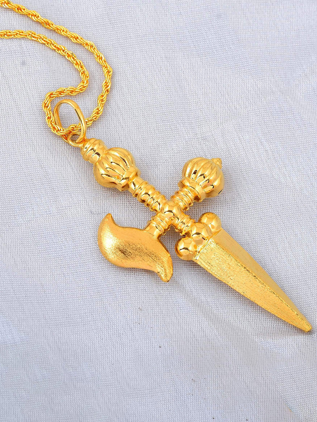 MEMOIR Unisex Gold-Plated Dagger & Short Sword Pendant With Chain