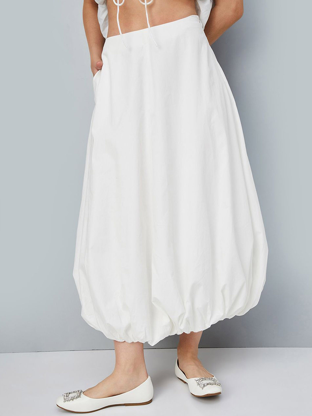 max Women Bubble Hem Peplum Maxi Skirt