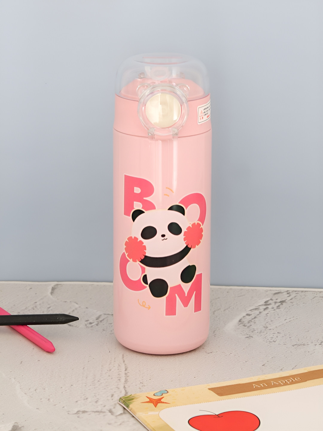 Yellow Bee Pink Conversational Stainless Steel Lockable Lid Flask - 500ml