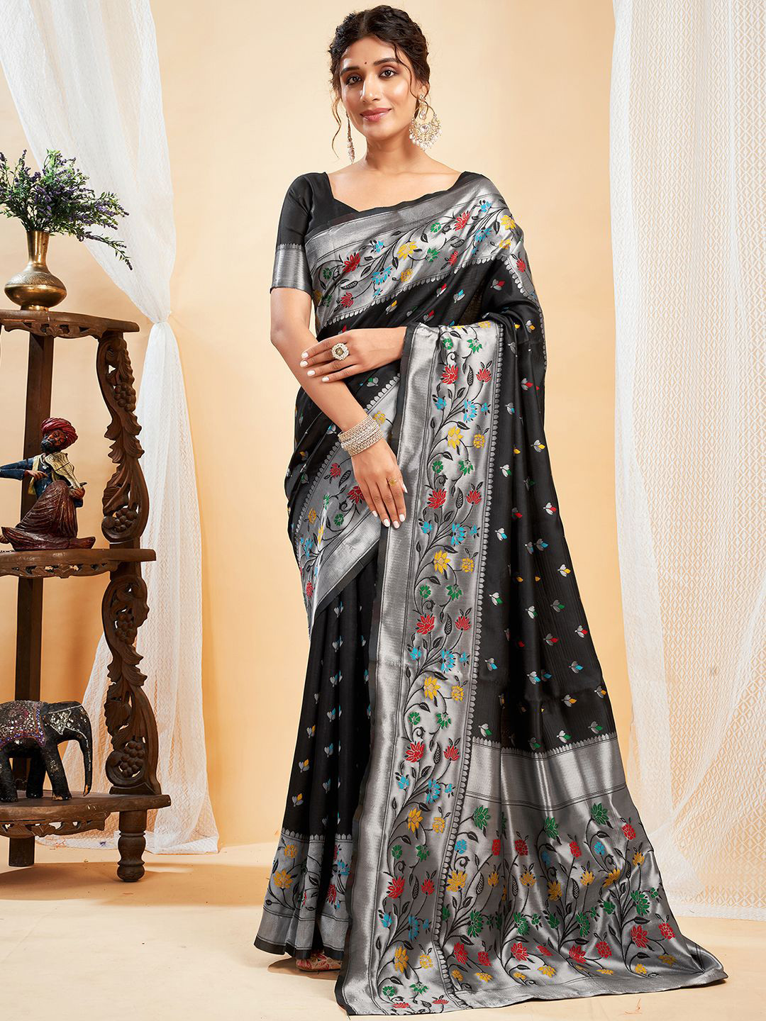 KALINI Ethnic Motifs Woven Design Zari Paithani Saree