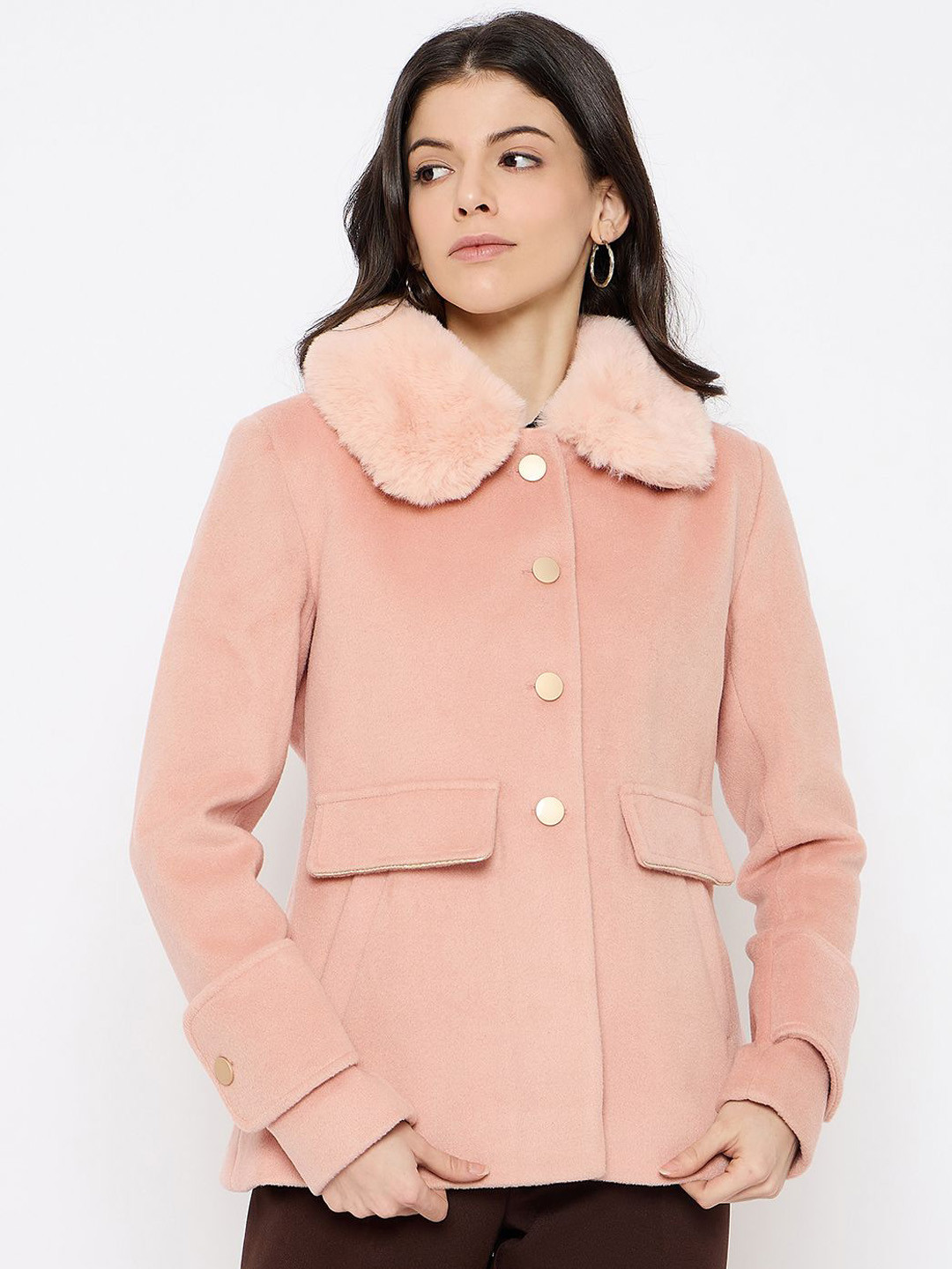 Duke Women Collared Neck Long Sleeves Overcoat