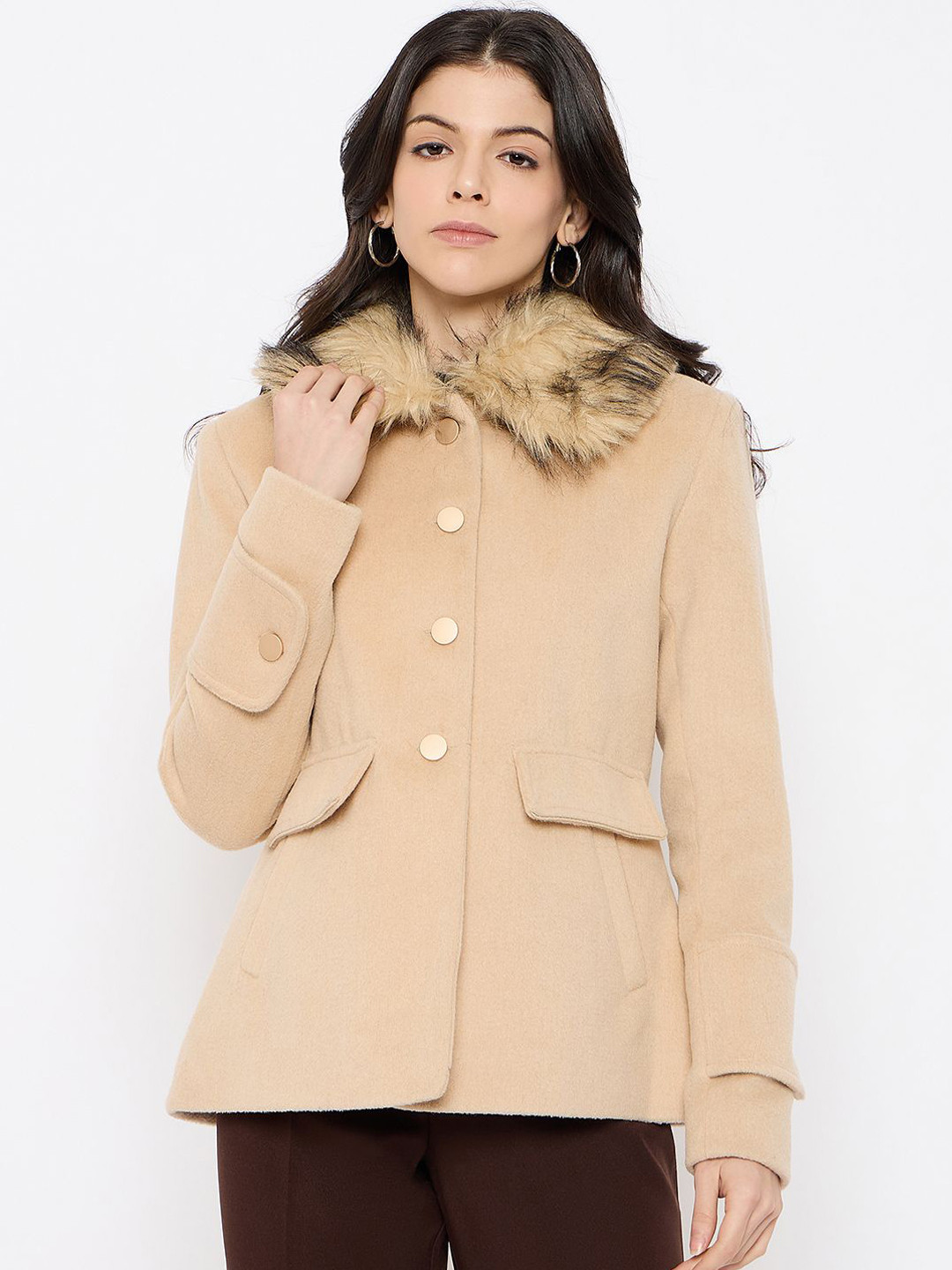 Duke Women Collared Neck Long Sleeves Overcoat