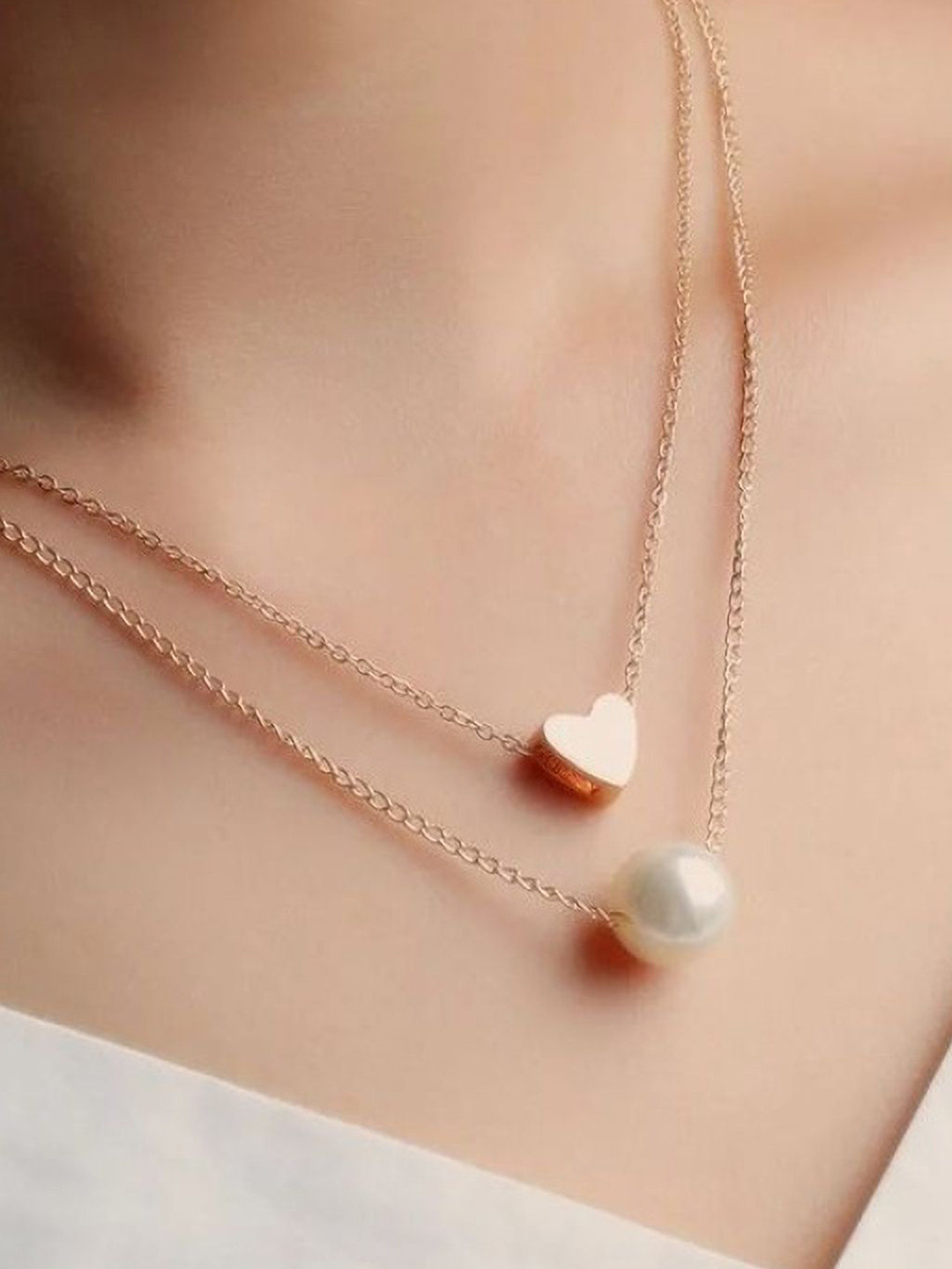 DEGHLAM Brass Set Of 2 Gold-Plated Pearl Chains