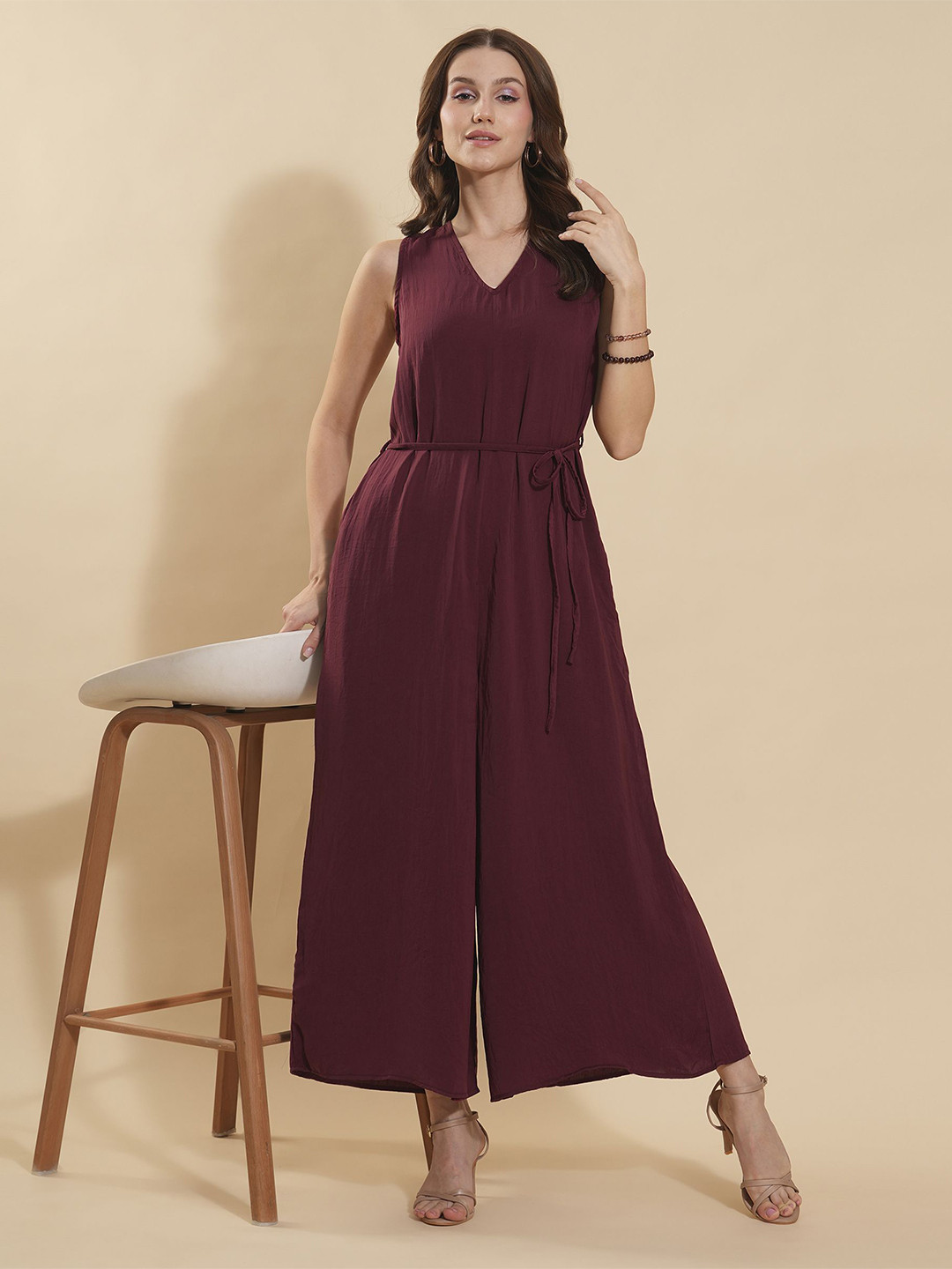 all about you Women Basic Anti Fit Jumpsuit With Waist Tie-up