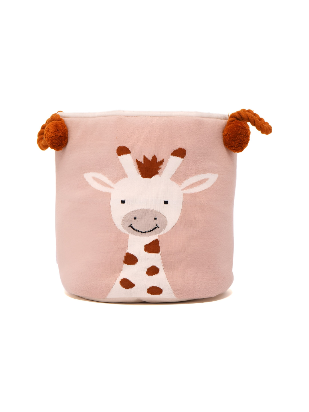 TIDY SLEEP Peach-Coloured & Brown Giraffe Print Pure Cotton Desk Organiser