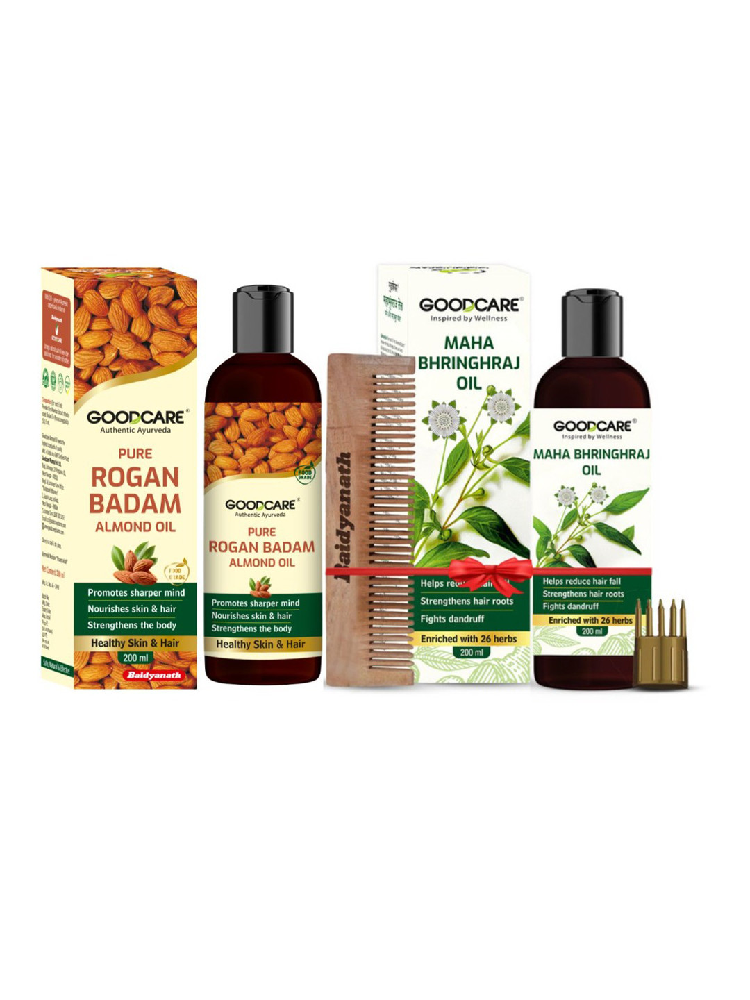 GOODCARE Set Of 2 Mahabringraj Oil & Almond Oil - 200 ml Each