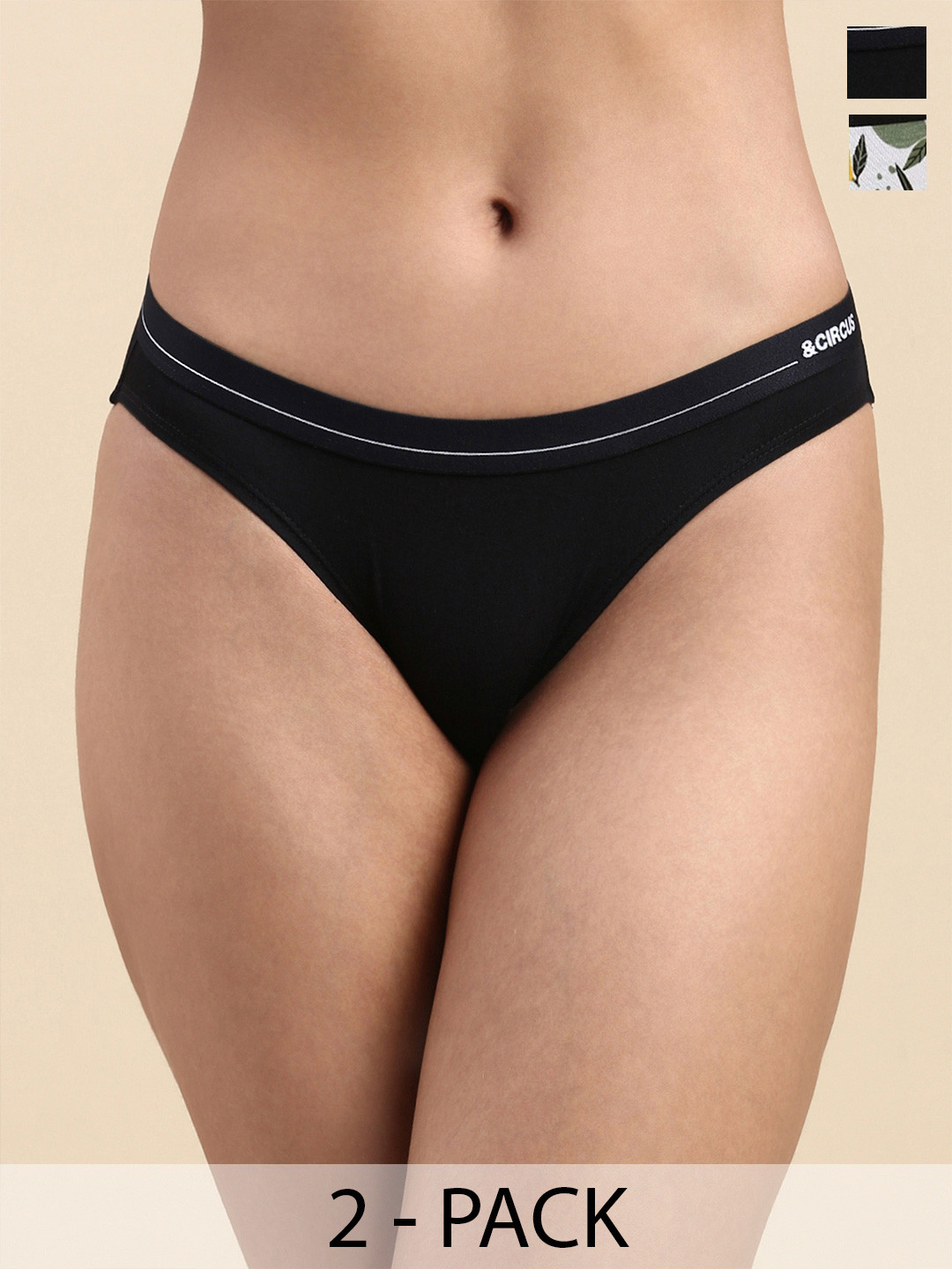 &CIRCUS Pack of 2 - Bikini Low rise bi layer Mid coverage Micro Modal fabric