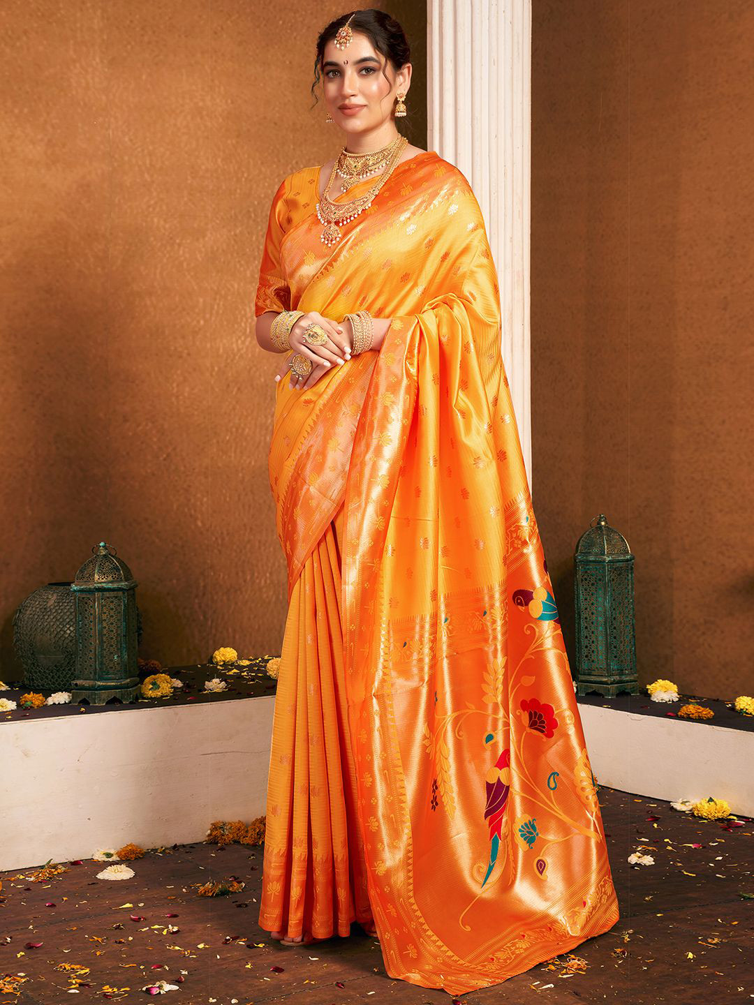 KALINI Woven Design Zari Paithani Saree