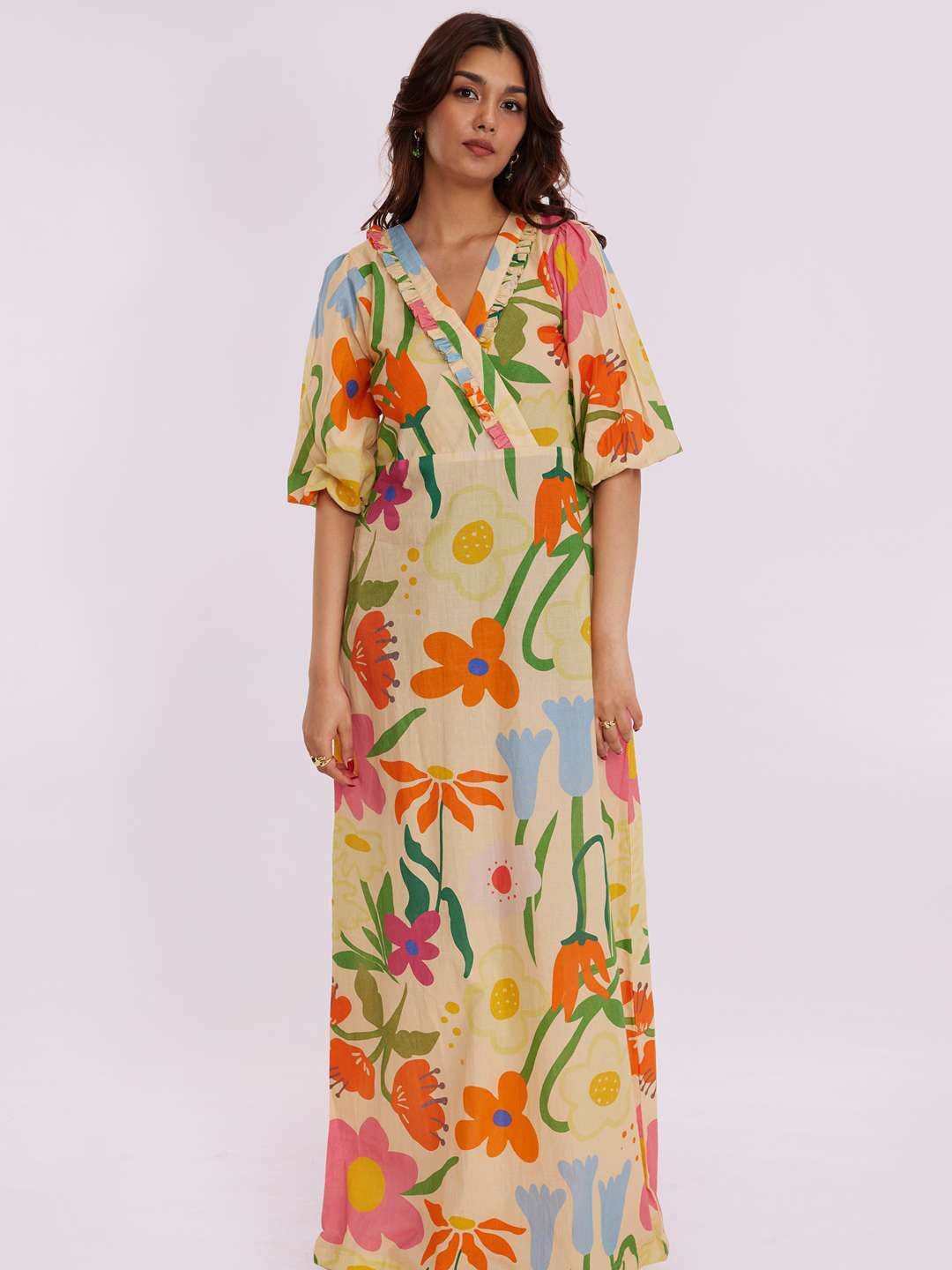 POPPI Women Mystic Printed Maxi Floral Print A-Line Dress