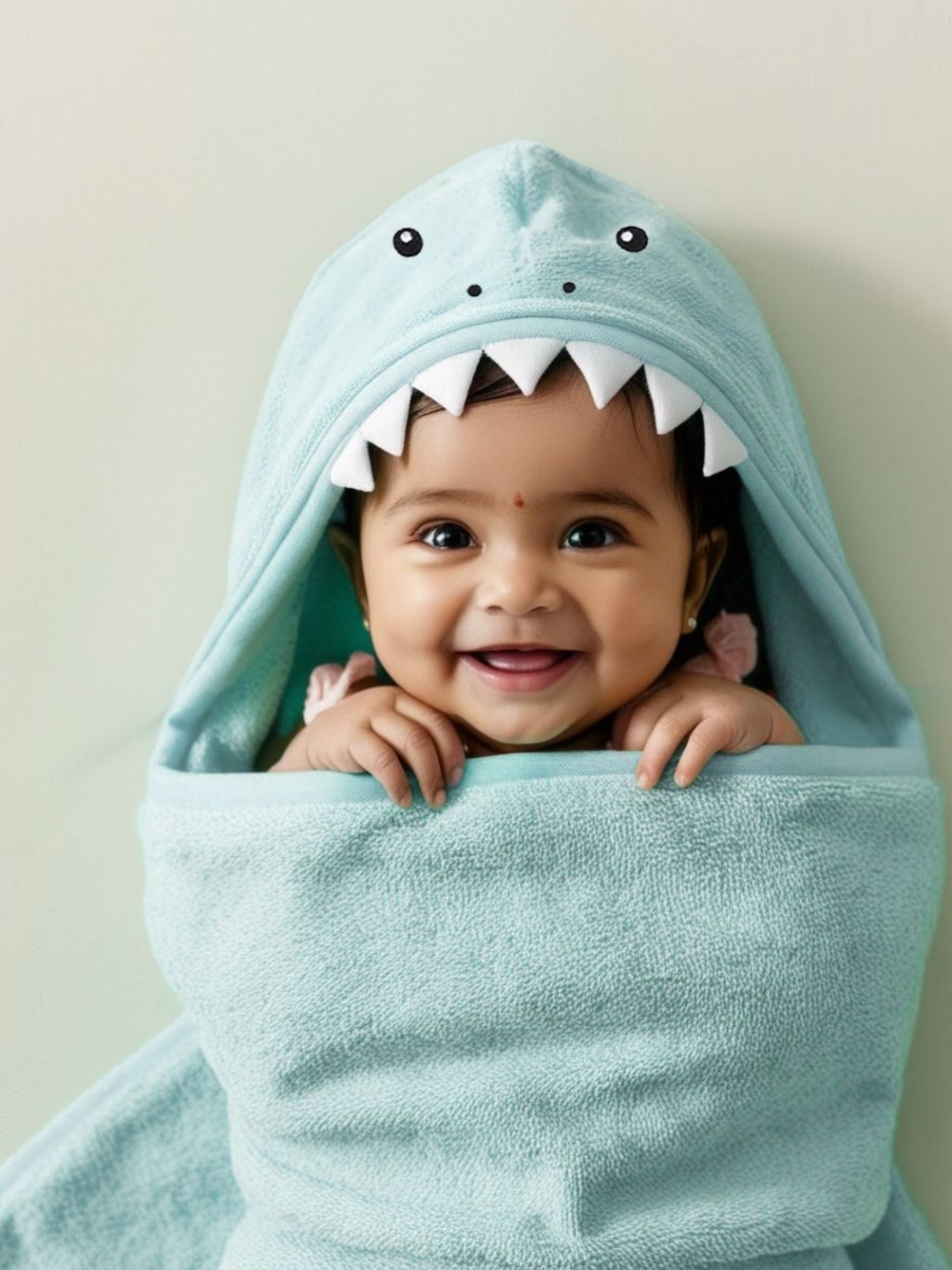 TIDY SLEEP Blue & White Shark Terry Cotton 300 GSM Bath Towel