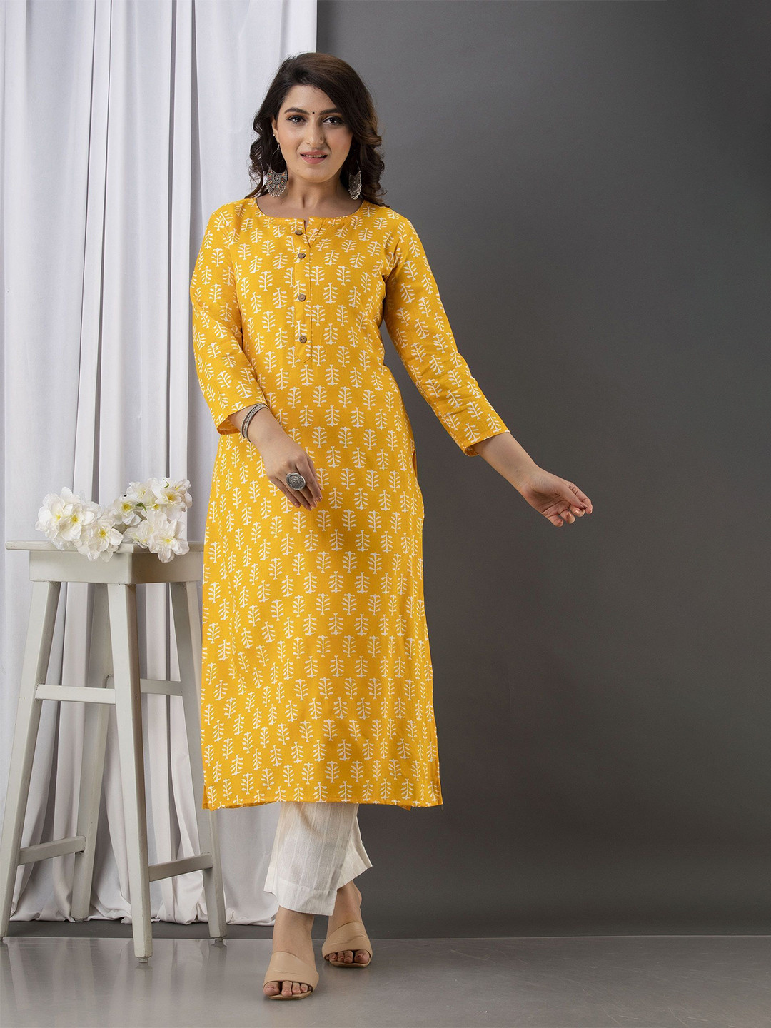 GREYSHADE Women Printed Straight Kurta