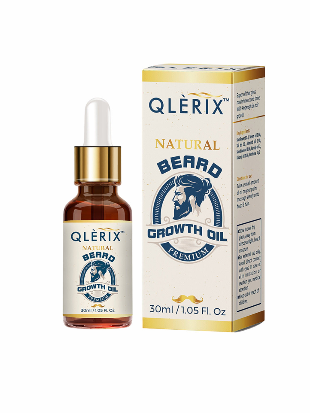 QLERIX Natural Beard Growth Oil With Almond Oil  - 30 ml