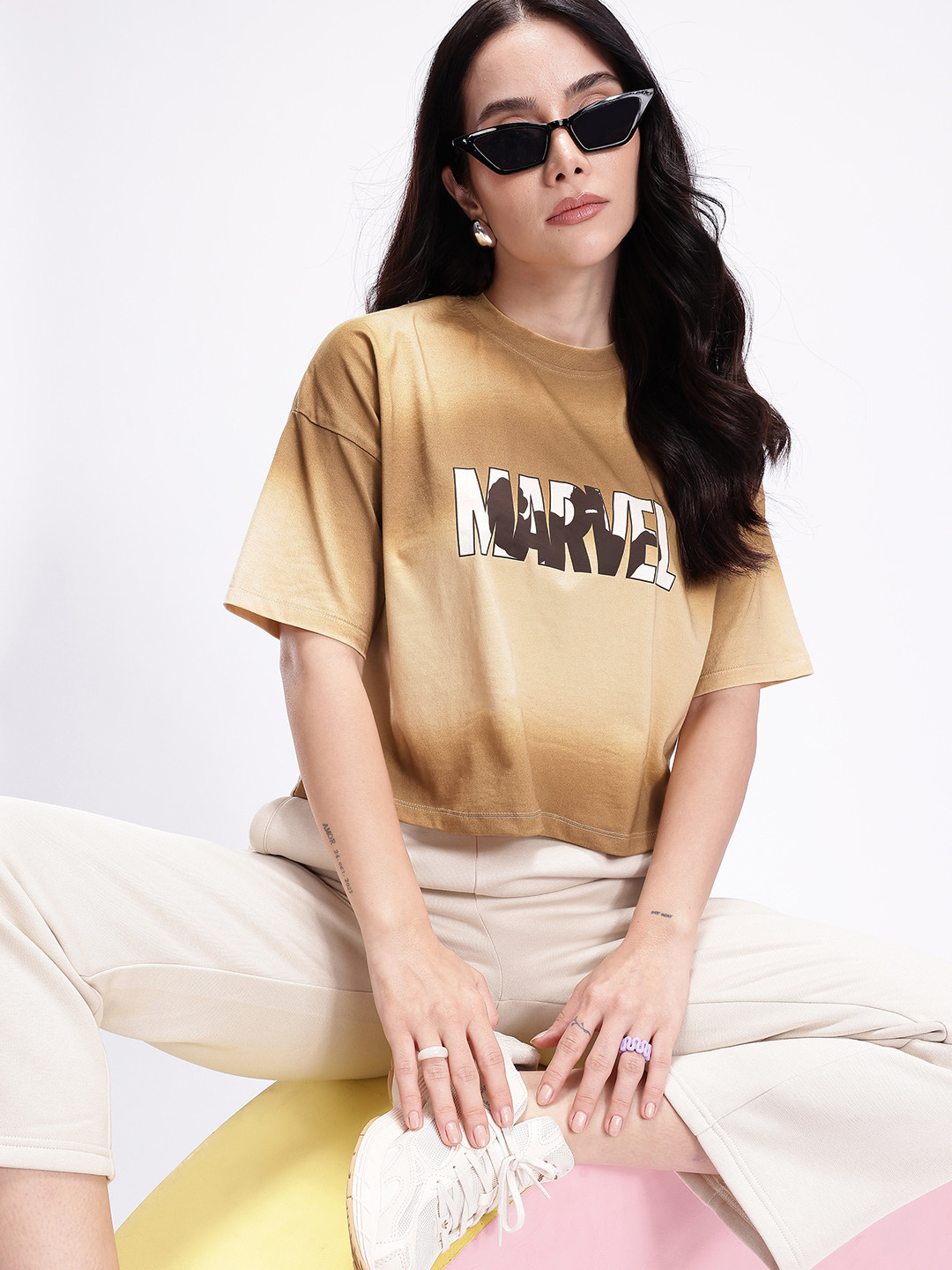 Kook N Keech Marvel Tie and Dye Hulk Printed Drop-Shoulder Sleeves Boxy T-shirt