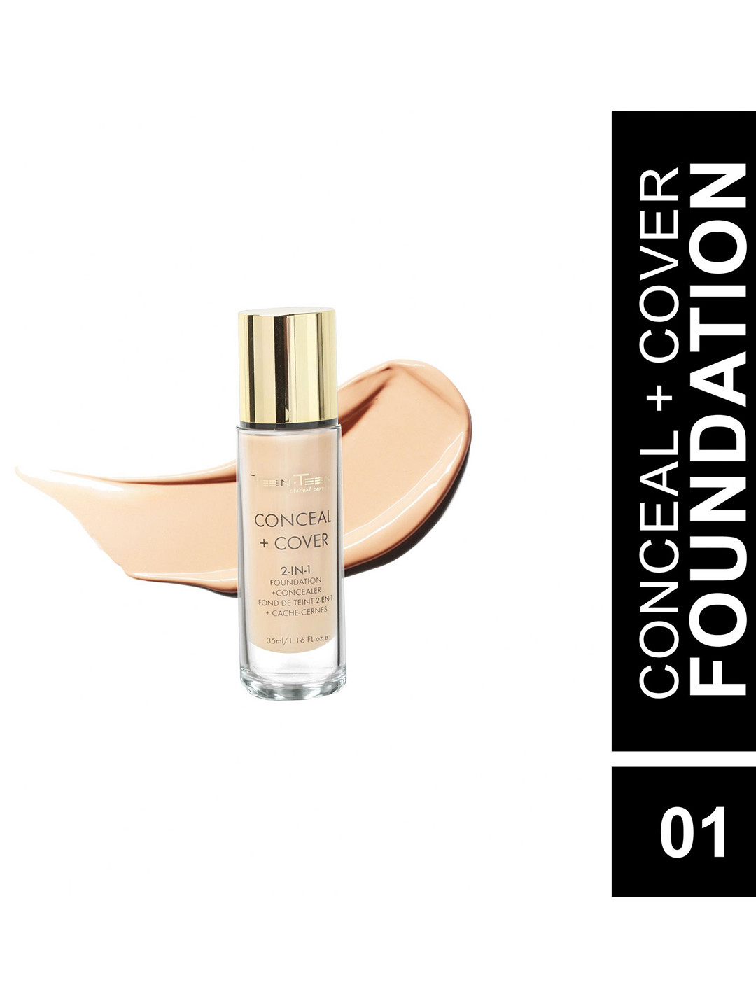 TEEN TEEN COSMETICS Conceal + Cover 2 In 1 Foundation + Concealer - 35 ml - Shade 01