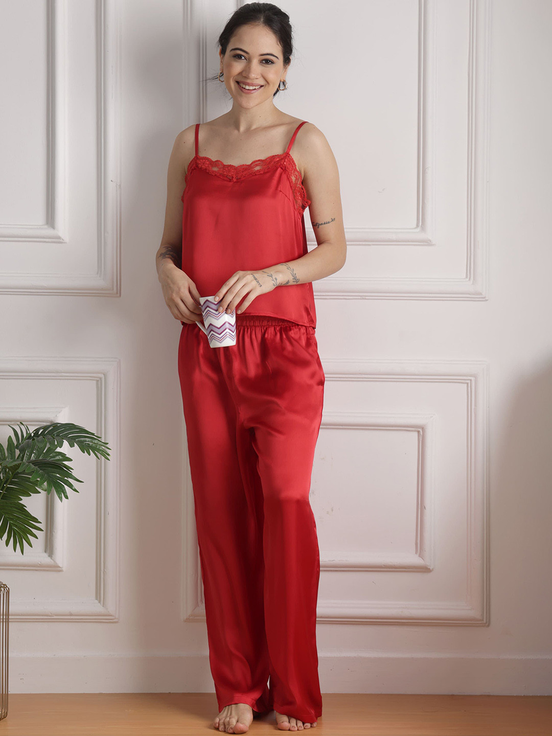 Slumber Jill Crimson Envy Shoulder Straps Cami With Pyjama