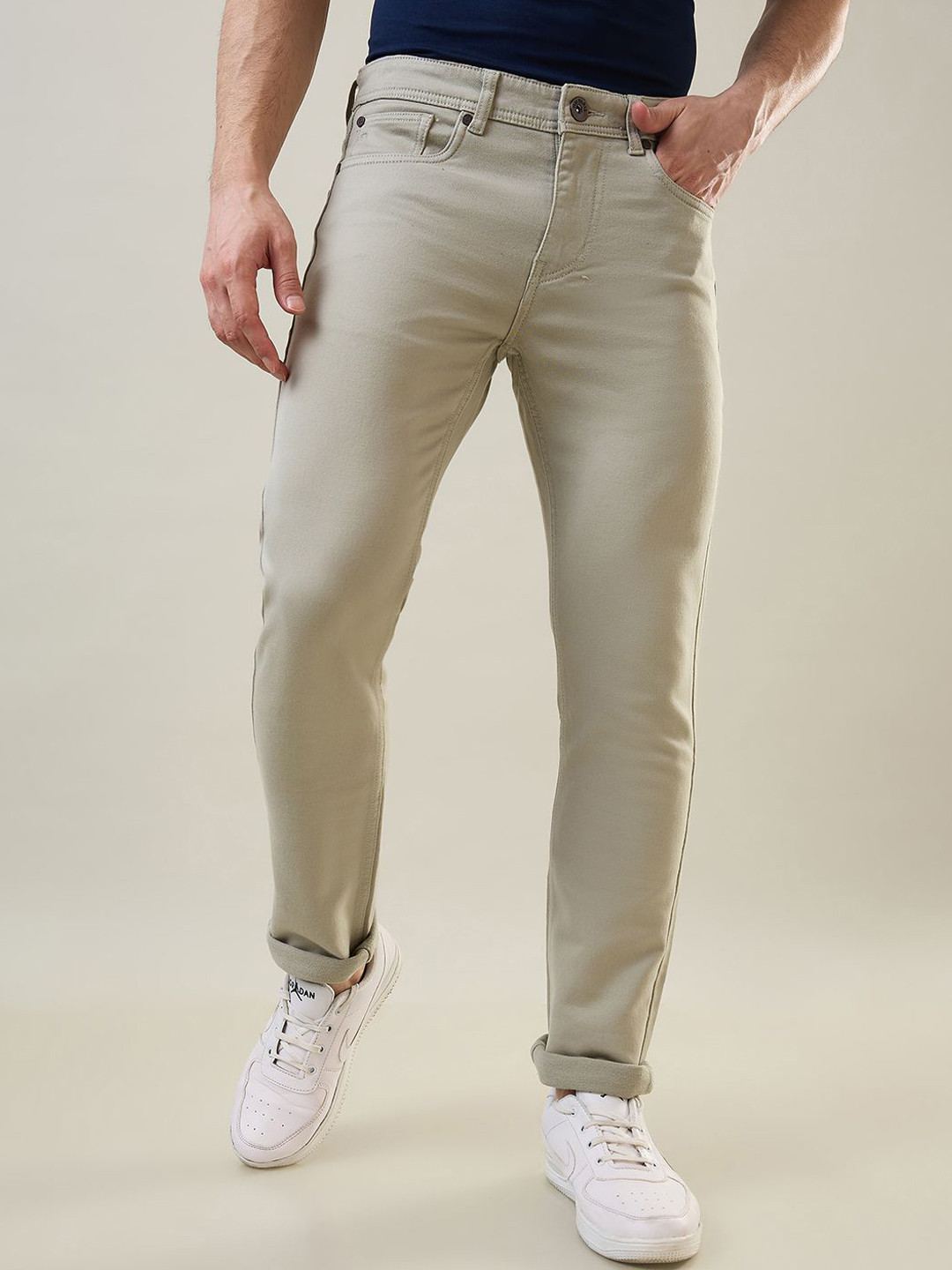 TIM PARIS Men Cotton No Fade Mid-Rise Slim Fit  Jeans