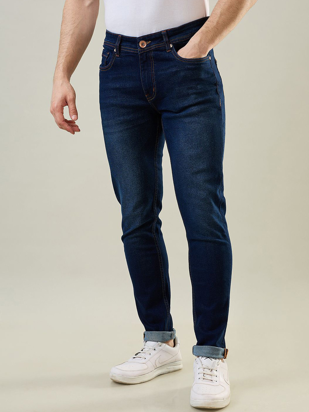 TIM PARIS Men Light Fade Tapered Fit Denim Jeans