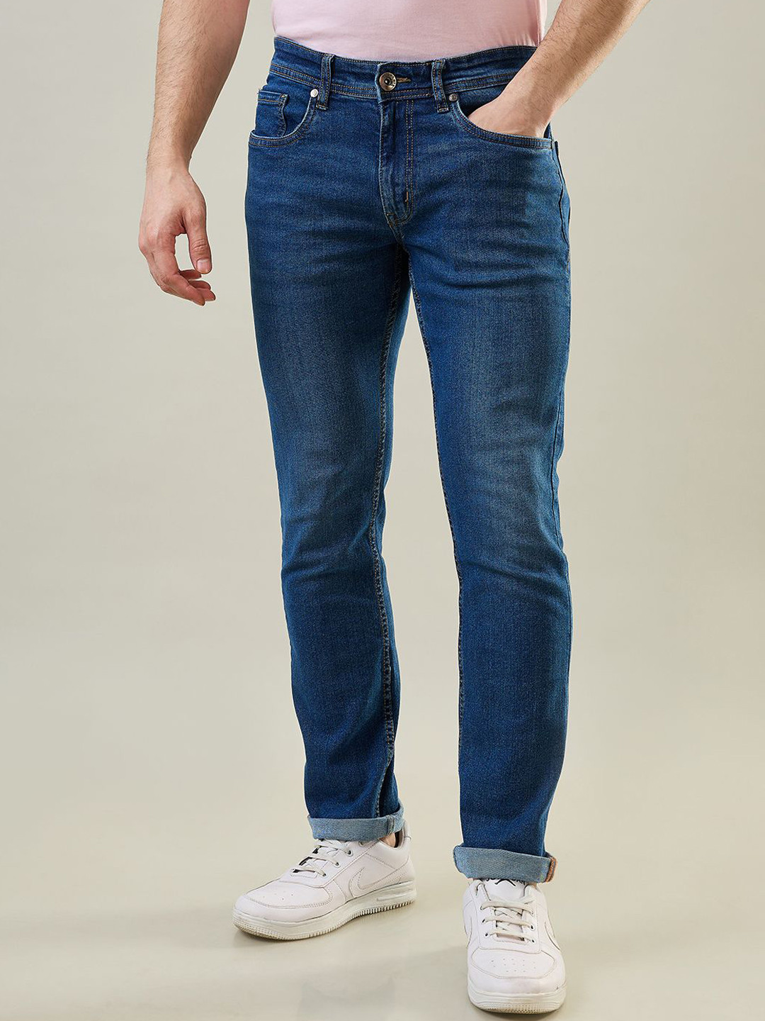 TIM PARIS Men Light Fade Tapered Fit Denim Jeans