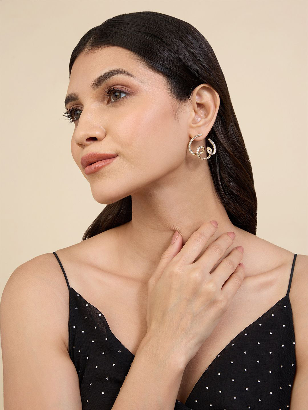 Isharya 18Kt Gold Plated Artificial Stones and Beads Reverie Contemporary Earrings