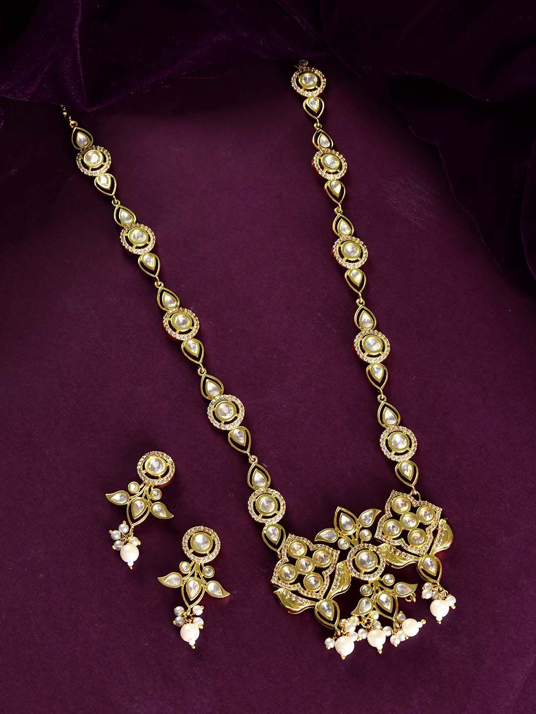 Voylla Gold Plated Kundan Studded Panchhi Pakhee Statement Jewellery Set