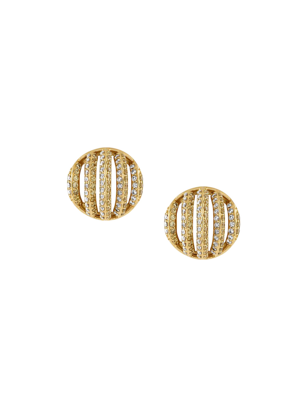Isharya 18Kt Gold Plated Artificial Stones and Beads Bling Button Contemporary Studs