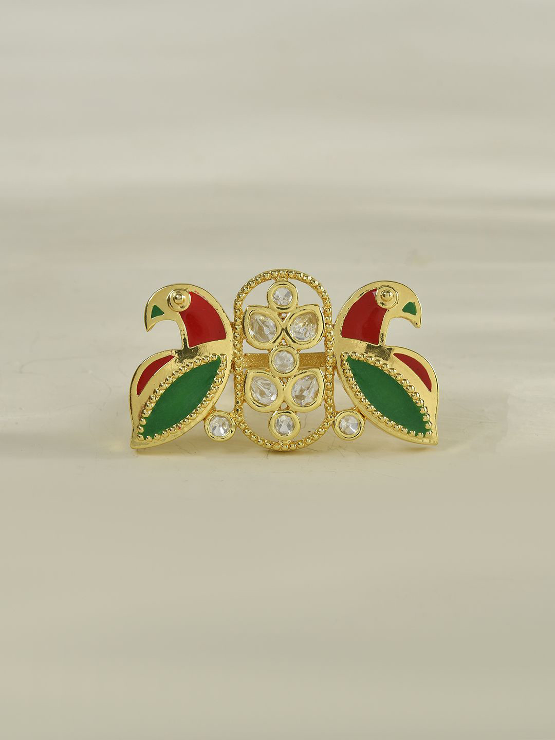 Voylla Gold Plated Kundan Studded Panchhi Humera Statement Finger Ring