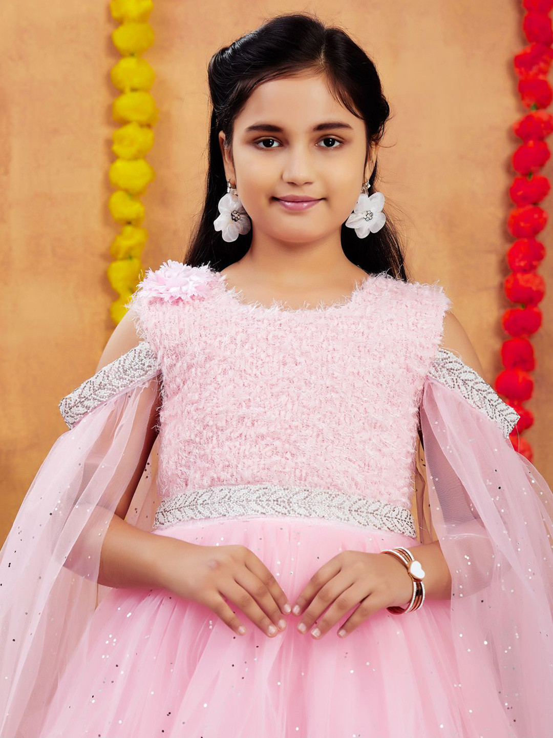 BAESD Girls Emballished Sequined Fit & Flare Dress