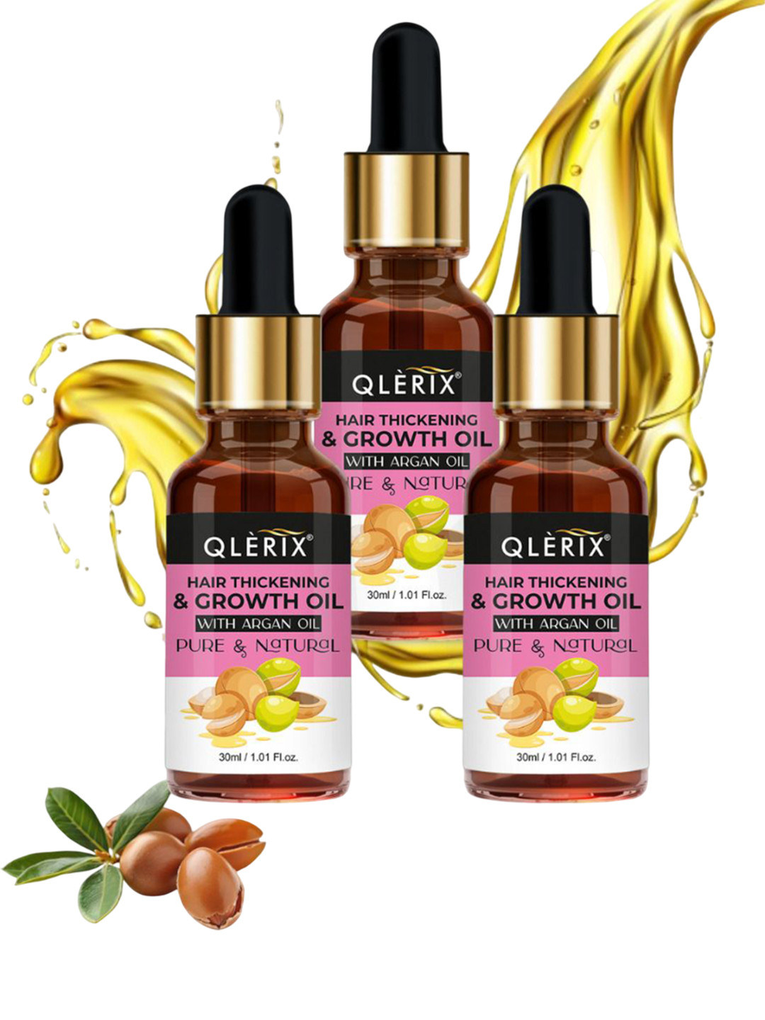 QLERIX Set Of 3 Hair Serum With Argan Oil - 30 ml Each