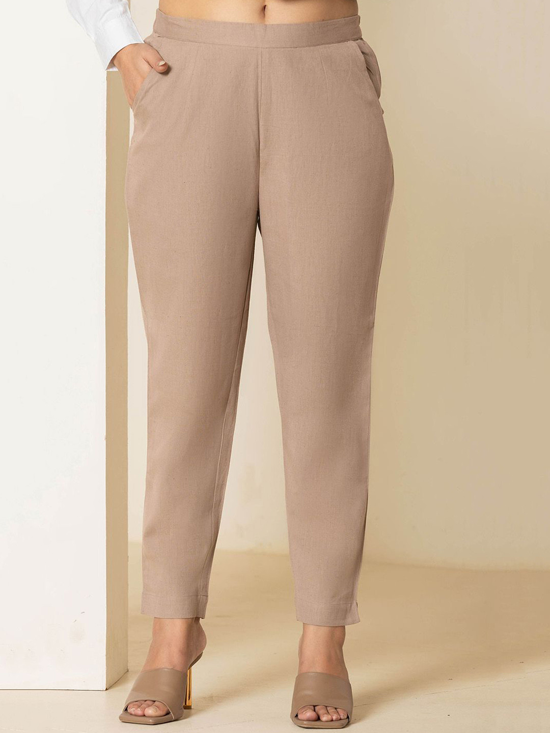 Eco Clothing Women Relaxed Tapered Fit Easy WashRegular Trousers