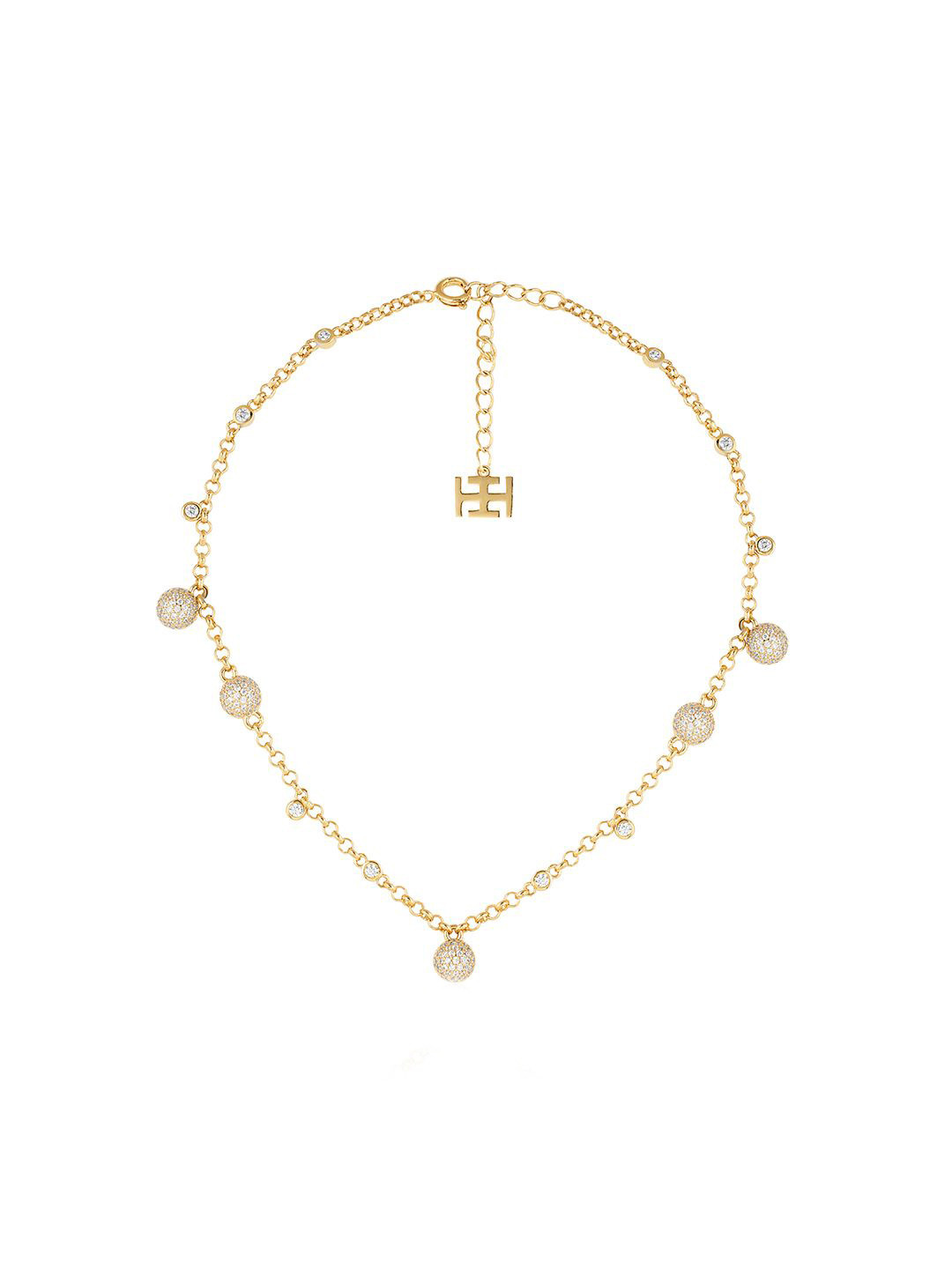 Isharya Brass 18KT Gold-Plated Stone Studded Disco Galaxy Choker Necklace