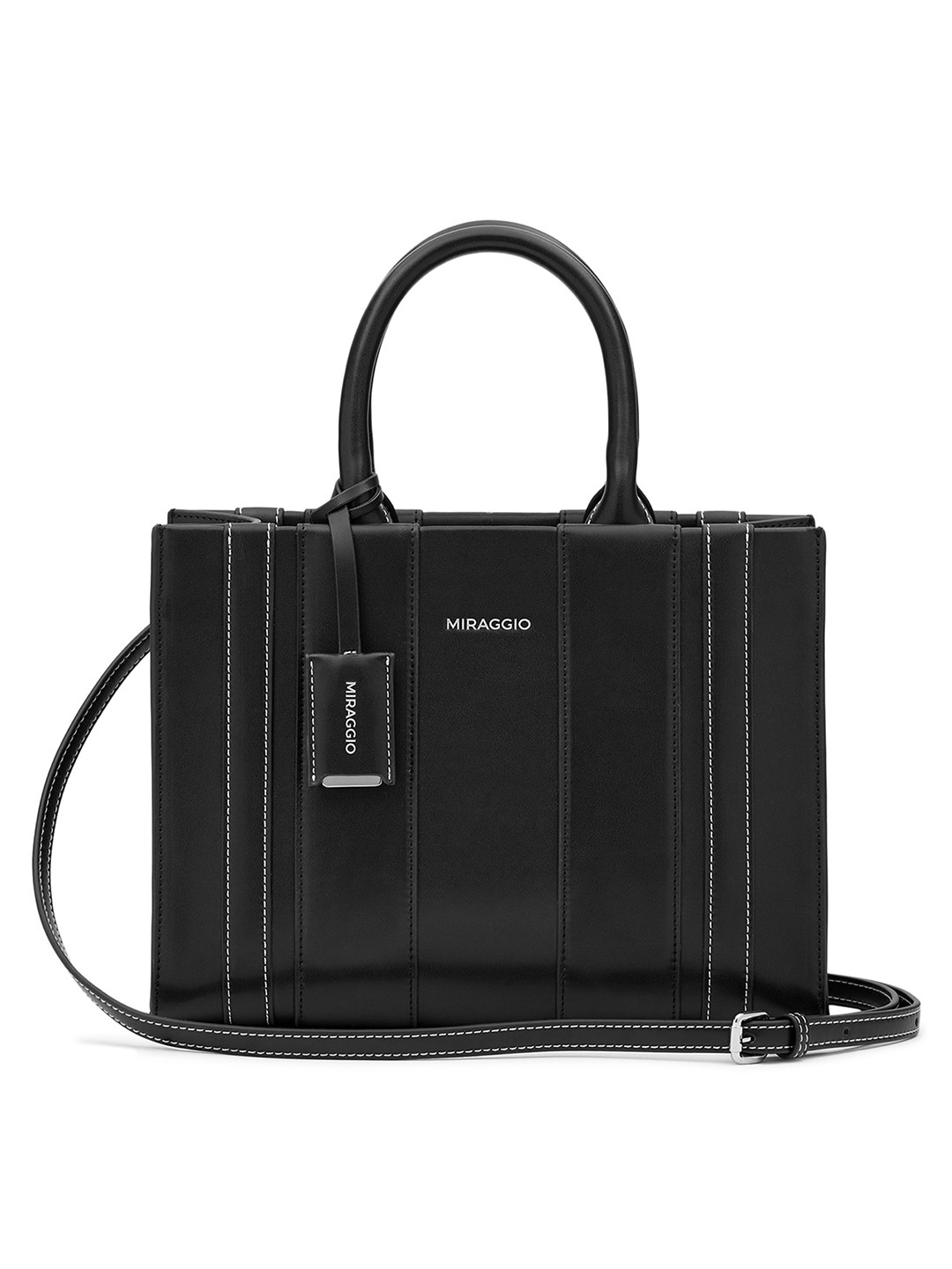 Miraggio Glenn Black Top Handle Crossbody Bag With Detachable Crossbody Strap