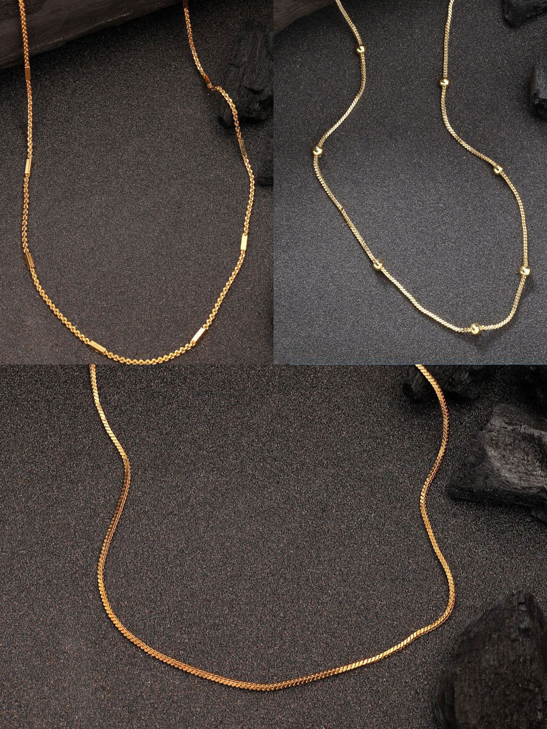 NVR Women Set of 3 Gold-Plated Minimal Chain