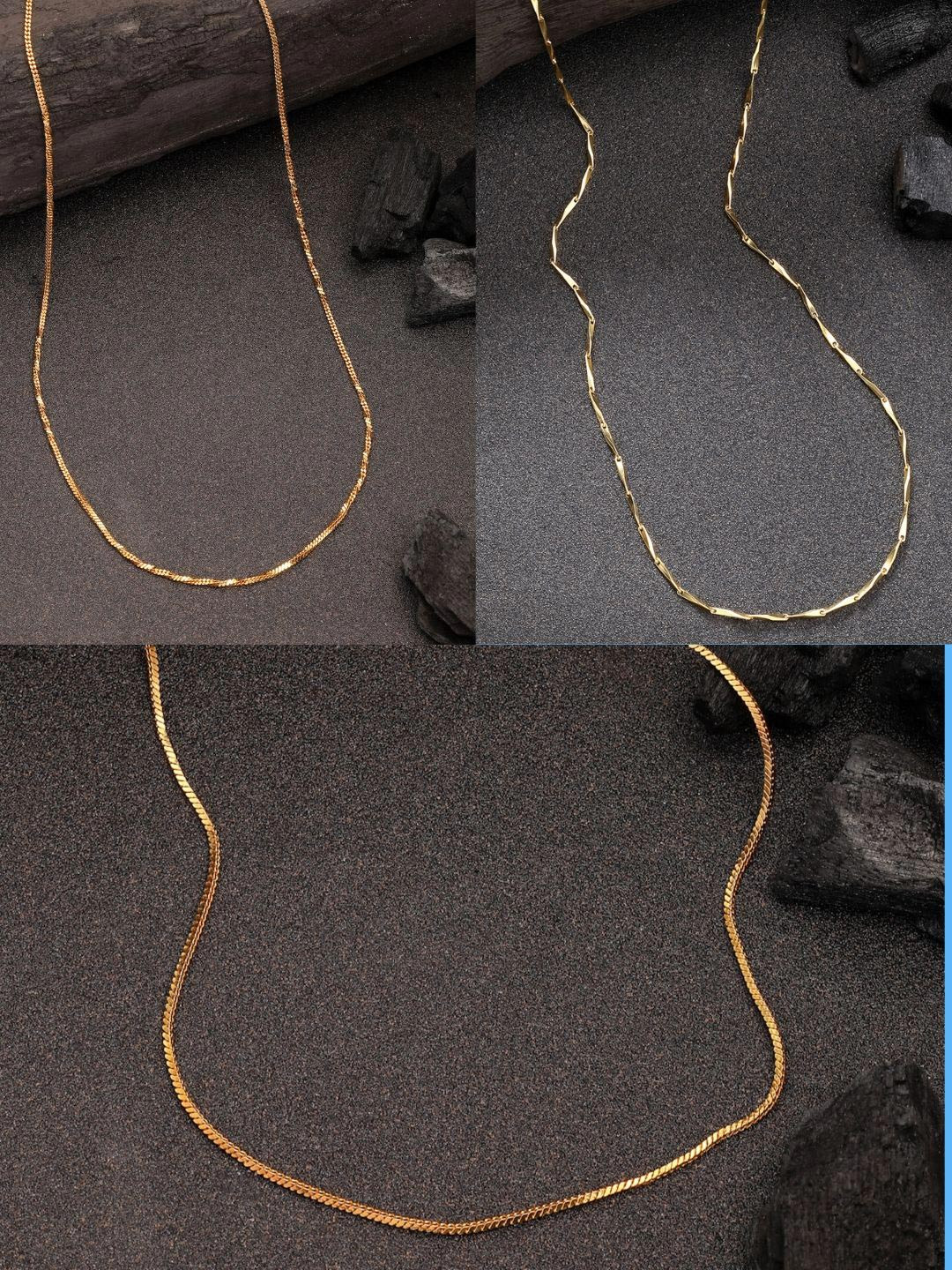 NVR Women Set of 3 Gold-Plated Minimal Chain